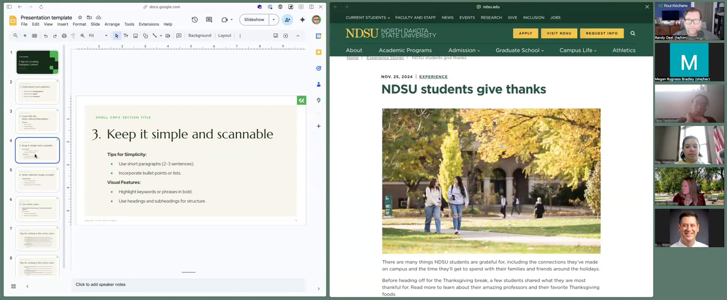 Four Kitchens and NDSU web principal training
