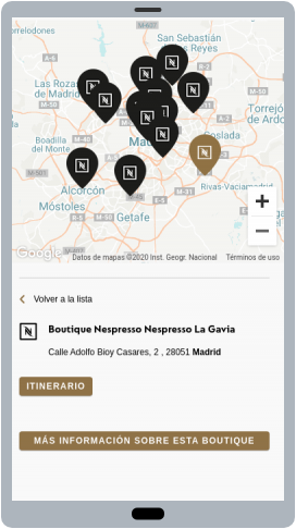Nespresso storelocator web's screenshot.