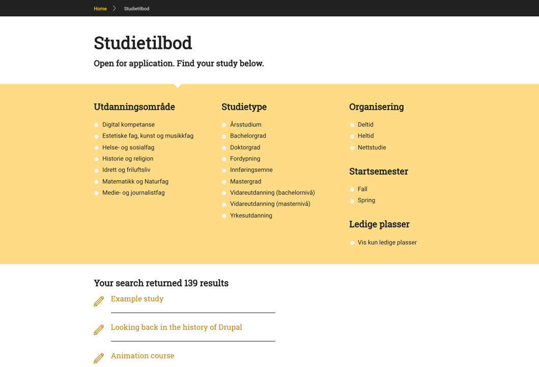 Studies filtering